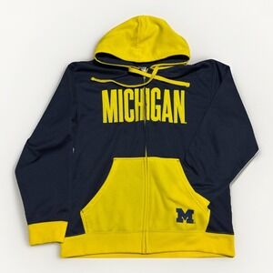 Michigan Wolverines Full‎ Zip Hoodie Mens XL Navy Yellow ProEdge Colorblock